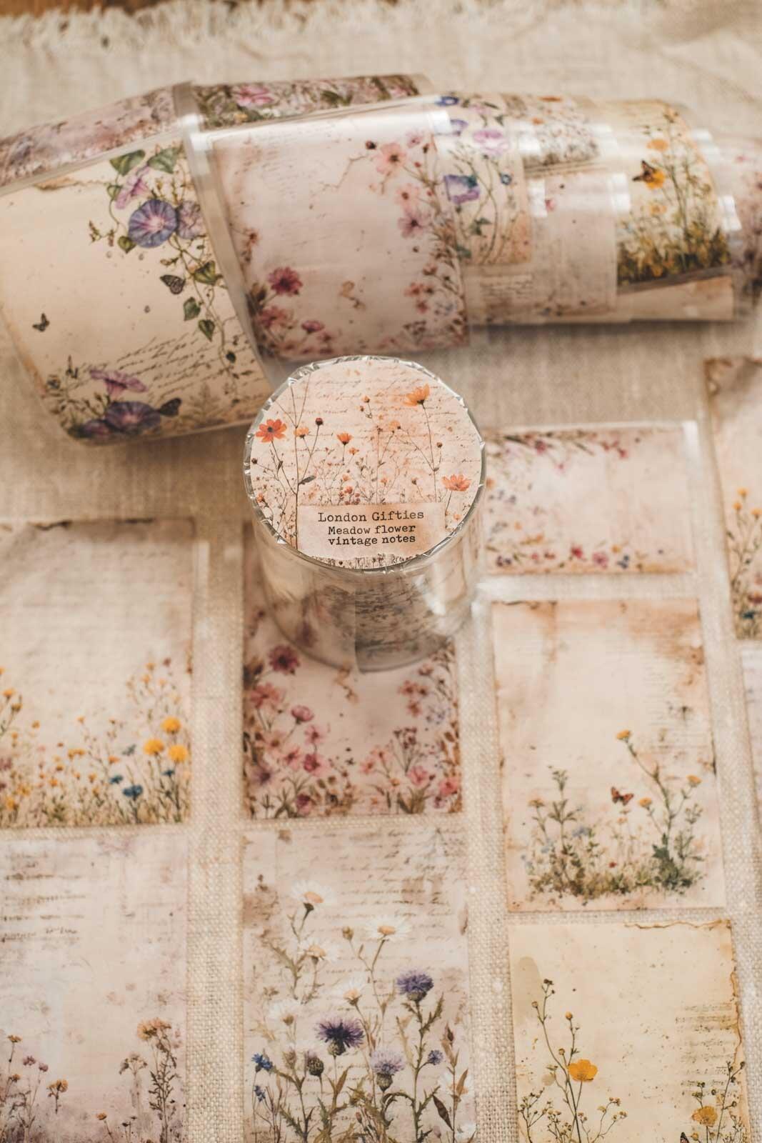 Meadow Flower Vintage Notes 6cm Wide Kiss Cut Ink PET Tape — image 12