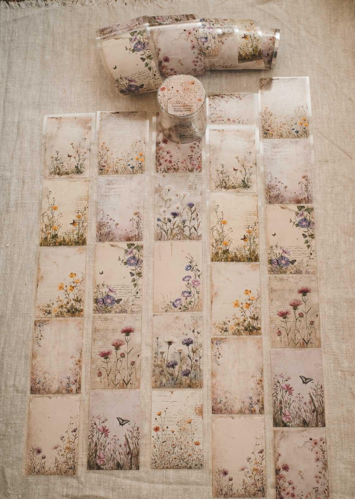 Meadow Flower Vintage Notes 6cm Wide Kiss Cut Ink PET Tape — image 13
