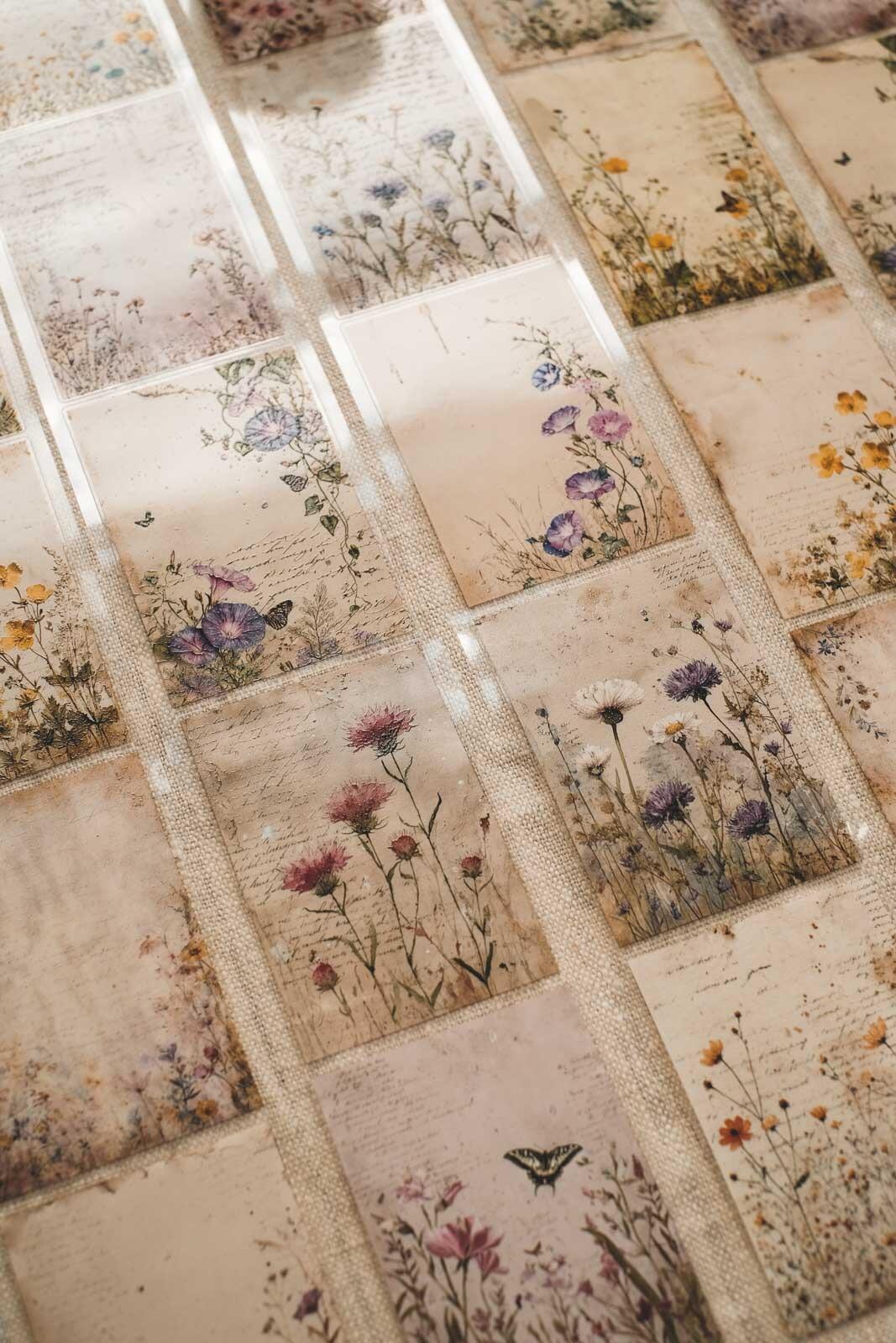 Meadow Flower Vintage Notes 6cm Wide Kiss Cut Ink PET Tape — image 15