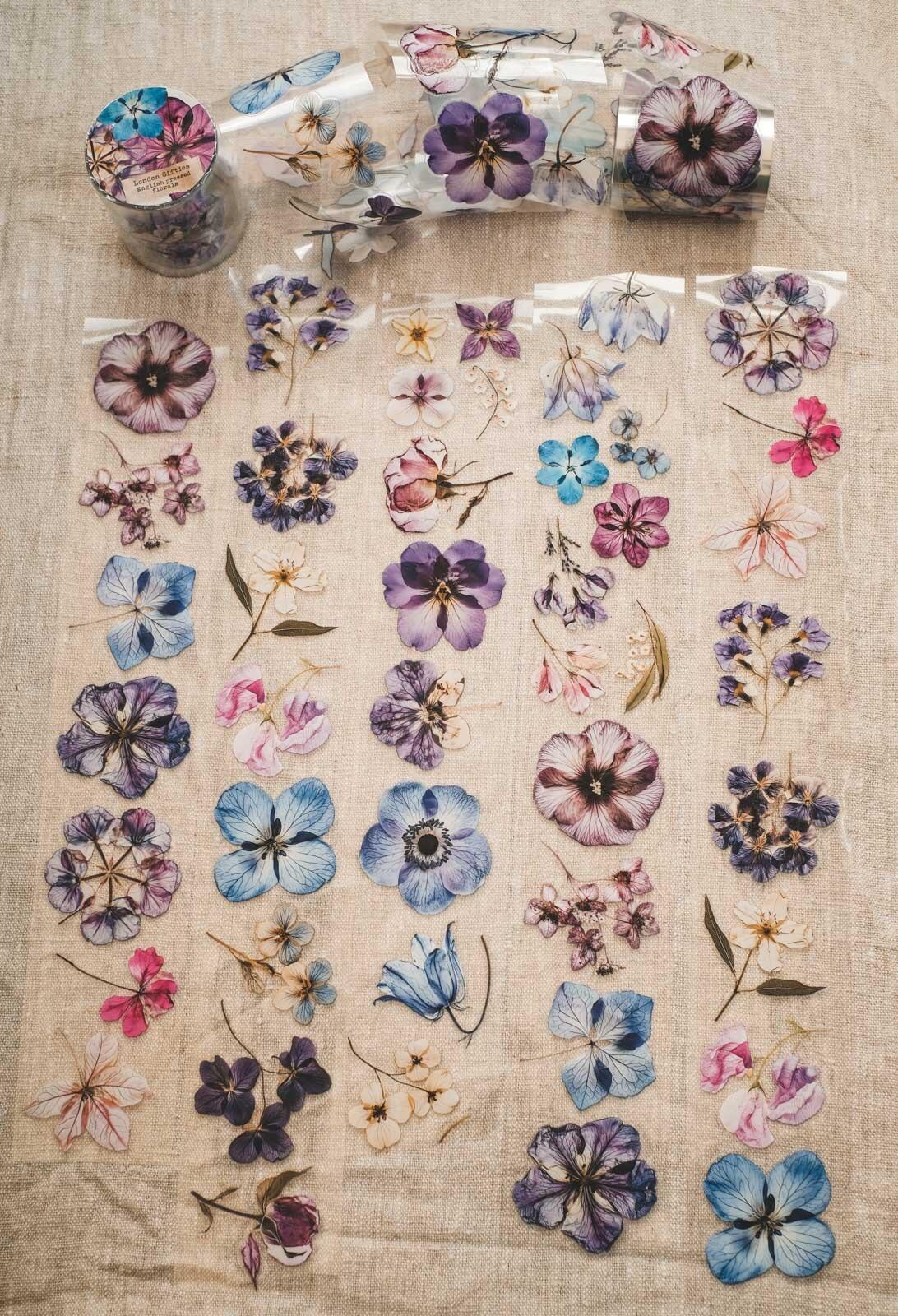 English Pressed Florals 6cm Wide Kiss Cut Ink PET Tape — image 2