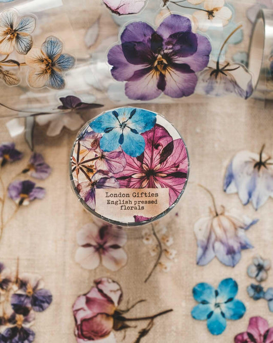 English Pressed Florals 6cm Wide Kiss Cut Ink PET Tape — image 1
