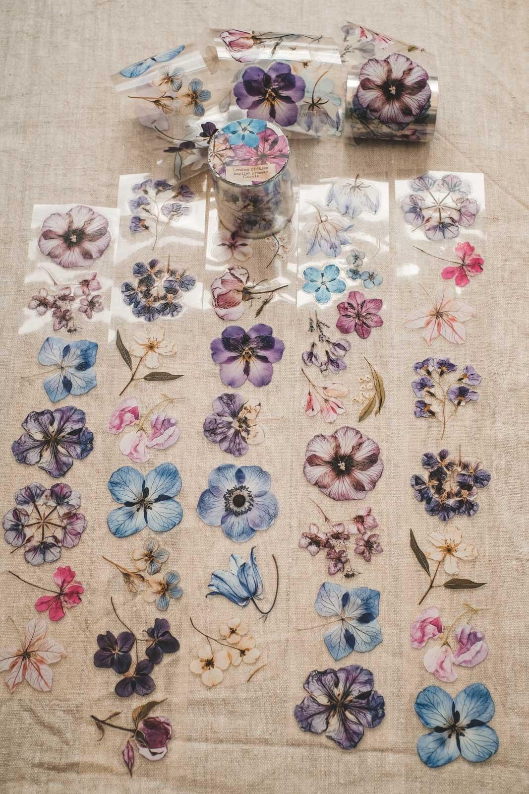 English Pressed Florals 6cm Wide Kiss Cut Ink PET Tape — image 17