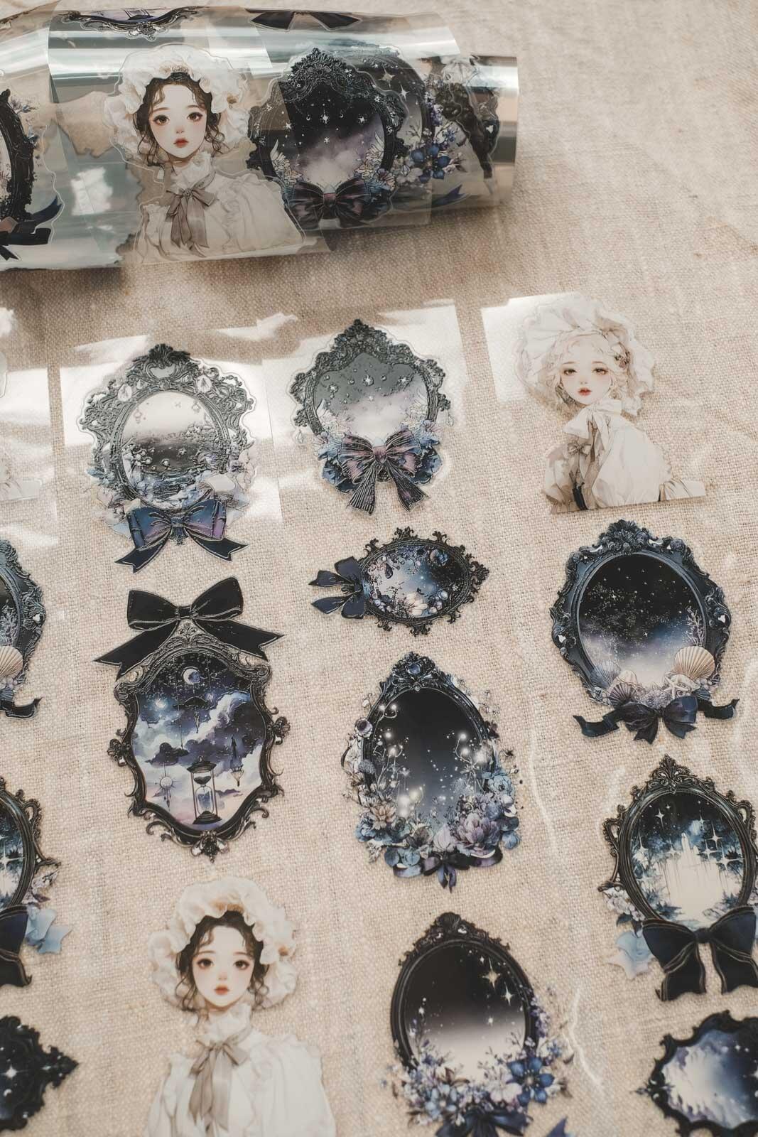 Black Mirrors & Beige Bonnets 6cm Wide Kiss Cut Ink PET Tape — image 4
