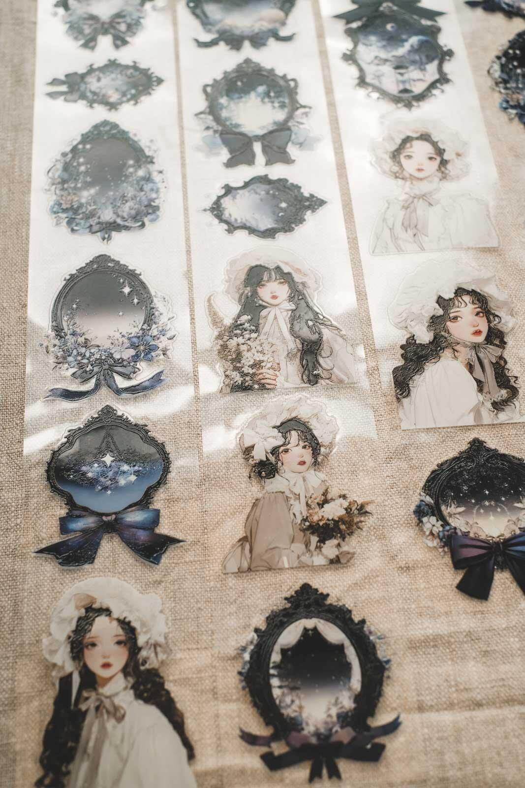 Black Mirrors & Beige Bonnets 6cm Wide Kiss Cut Ink PET Tape — image 6