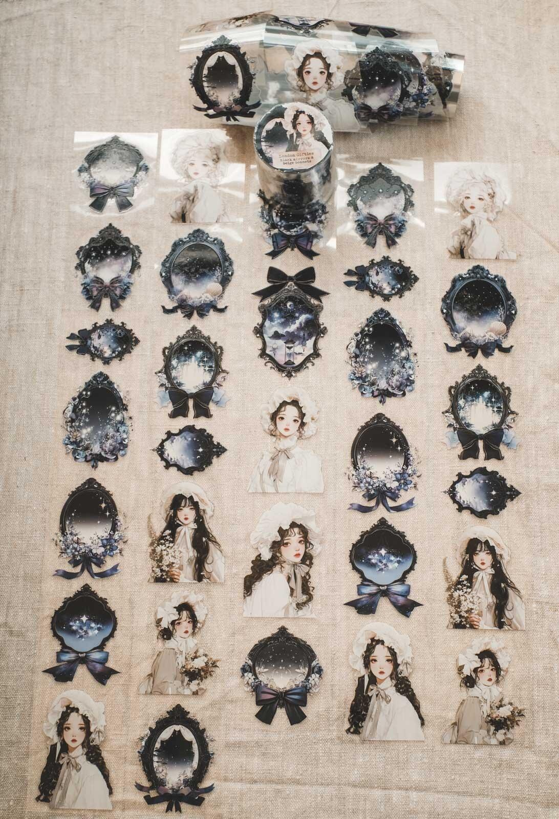 Black Mirrors & Beige Bonnets 6cm Wide Kiss Cut Ink PET Tape — image 15