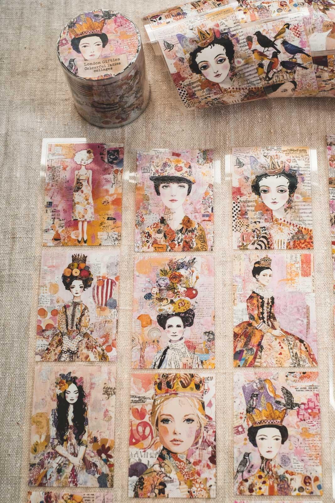 Colourful Ladies Collages 6cm Wide Kiss Cut Ink PET Tape — image 3