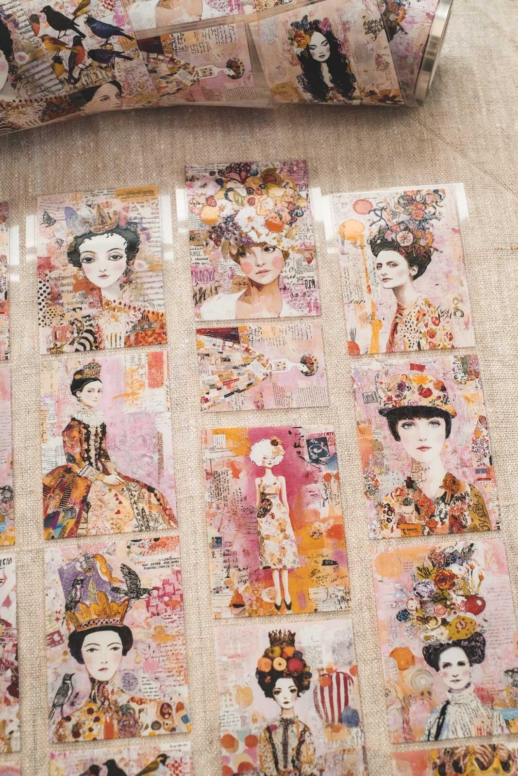 Colourful Ladies Collages 6cm Wide Kiss Cut Ink PET Tape — image 4