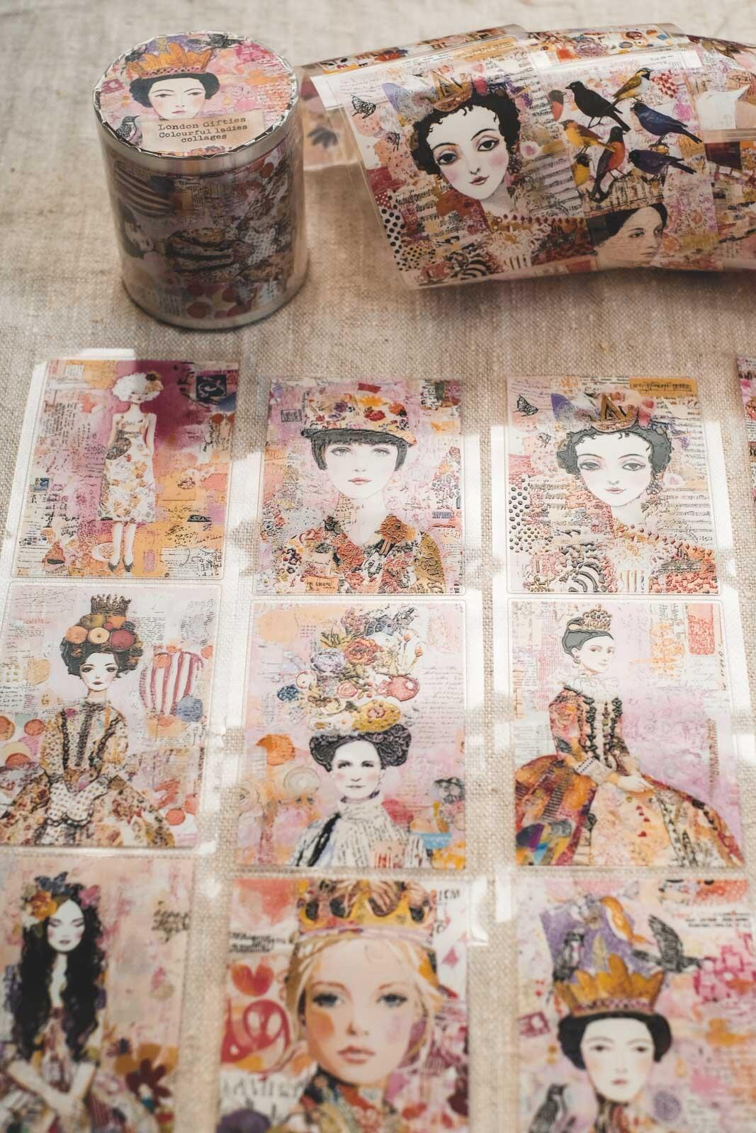 Colourful Ladies Collages 6cm Wide Kiss Cut Ink PET Tape — image 10