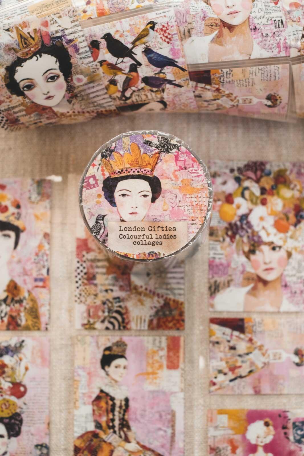 Colourful Ladies Collages 6cm Wide Kiss Cut Ink PET Tape — image 11