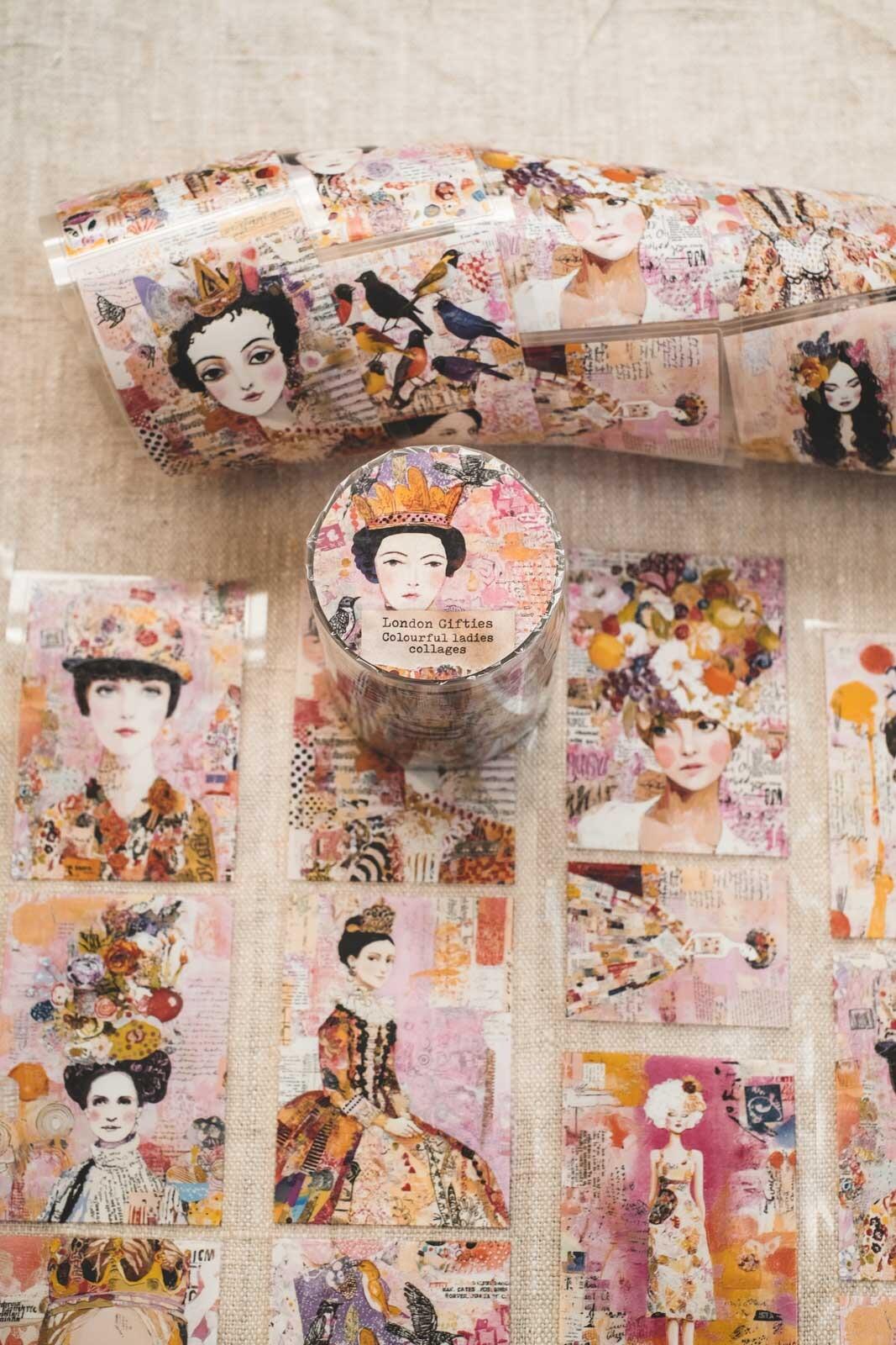 Colourful Ladies Collages 6cm Wide Kiss Cut Ink PET Tape — image 12
