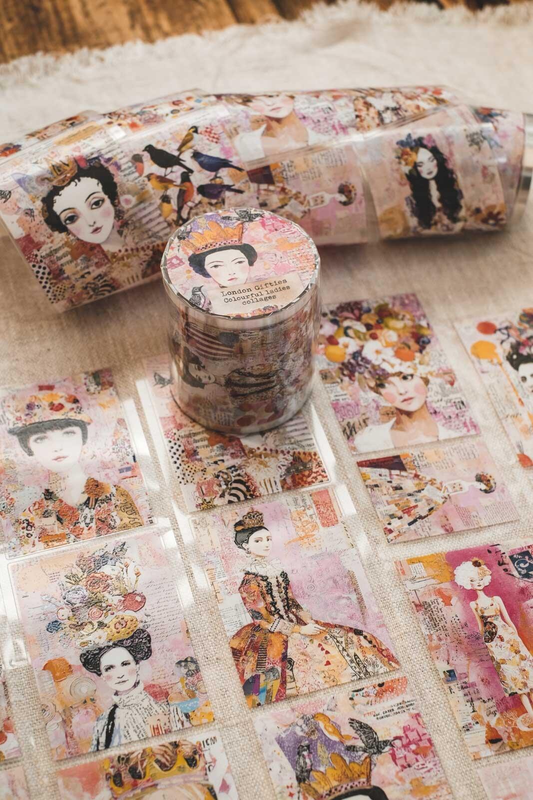 Colourful Ladies Collages 6cm Wide Kiss Cut Ink PET Tape — image 14