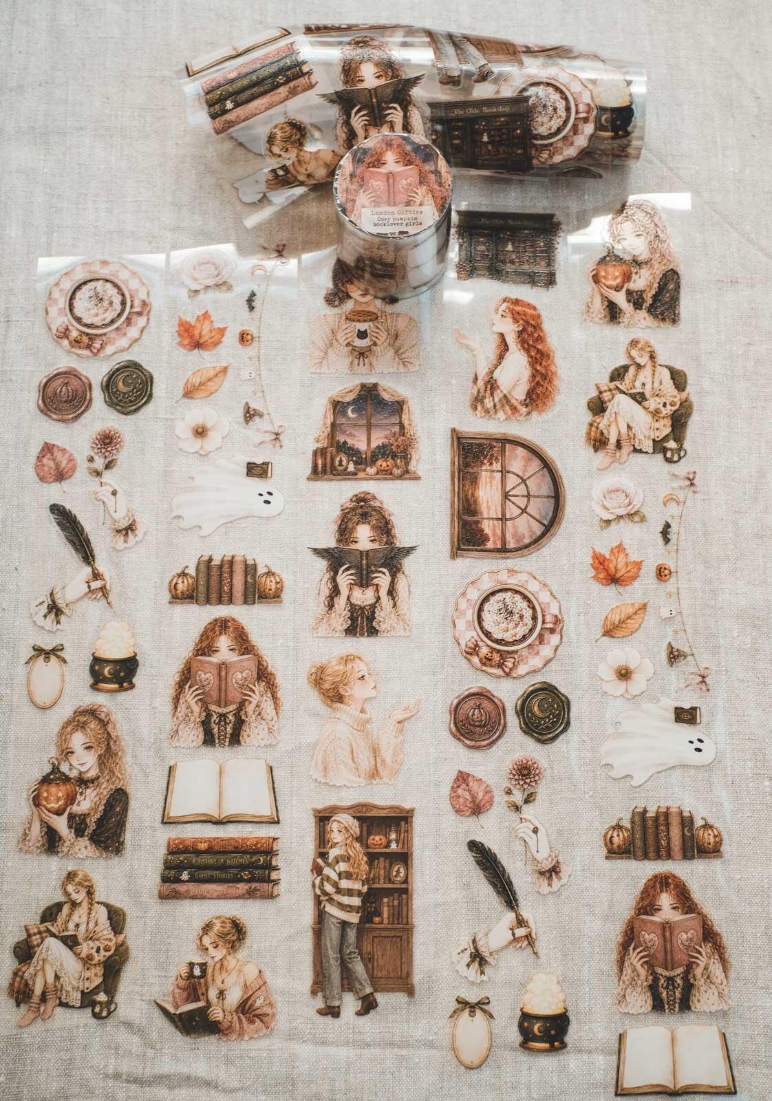 Cosy Pumpkin Booklover Girls 6cm Wide Kiss Cut Ink PET Tape — image 15