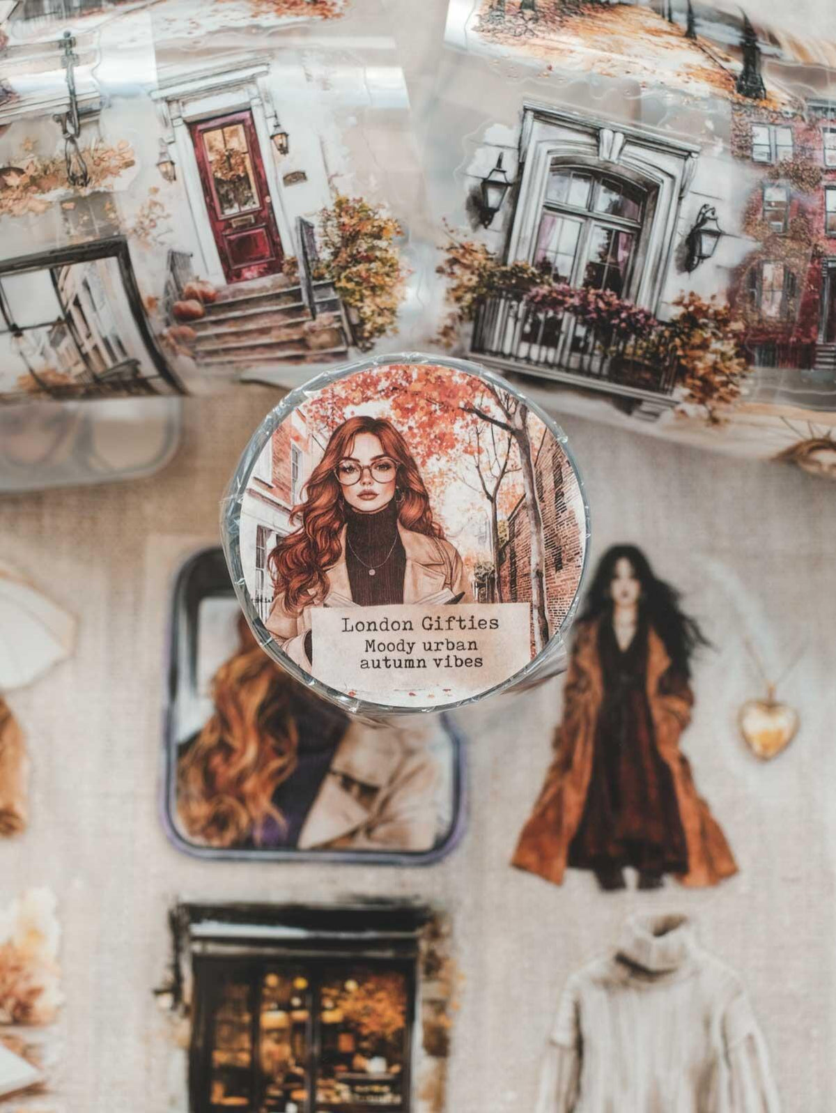 Moody Urban Autumn Vibes 6cm Wide Kiss Cut Ink PET Tape — image 1