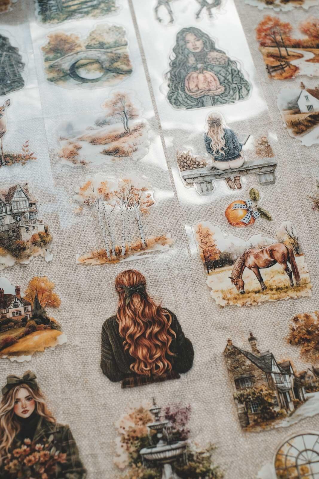 Cosy English Autumn Countryside 6cm Wide Kiss Cut Ink PET Tape — image 7