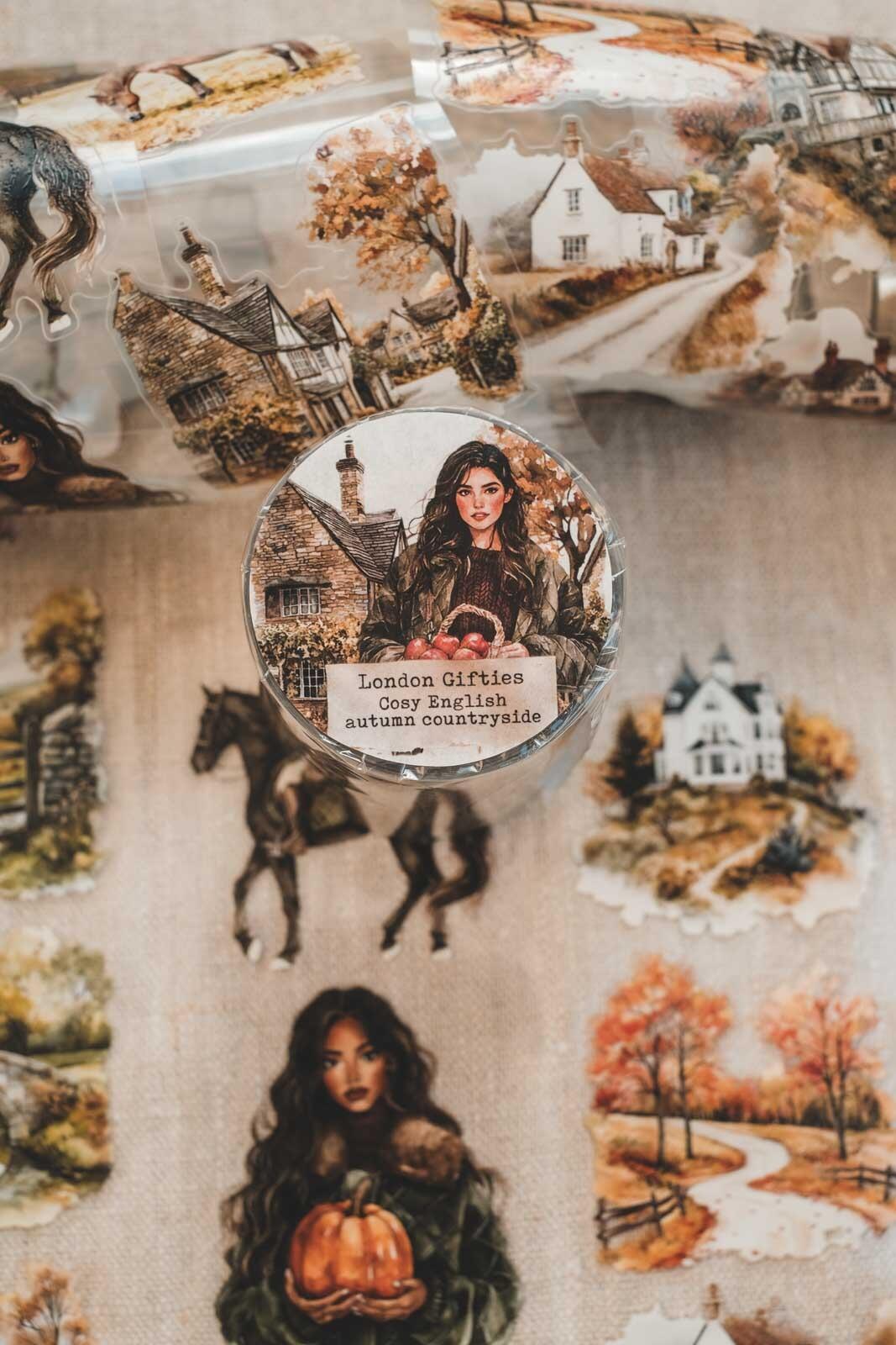 Cosy English Autumn Countryside 6cm Wide Kiss Cut Ink PET Tape — image 12