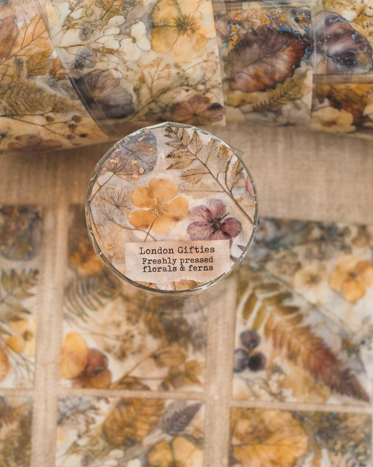 Freshly Pressed Florals & Ferns 6cm Wide Holographic Kiss-Cut 3D Gloss PET Tape — image 1