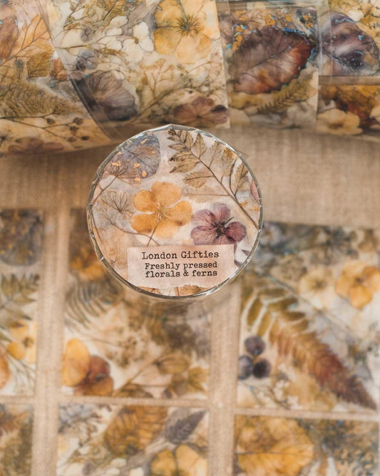 Freshly Pressed Florals & Ferns 6cm Wide Holographic Kiss-Cut 3D Gloss PET Tape — image 1