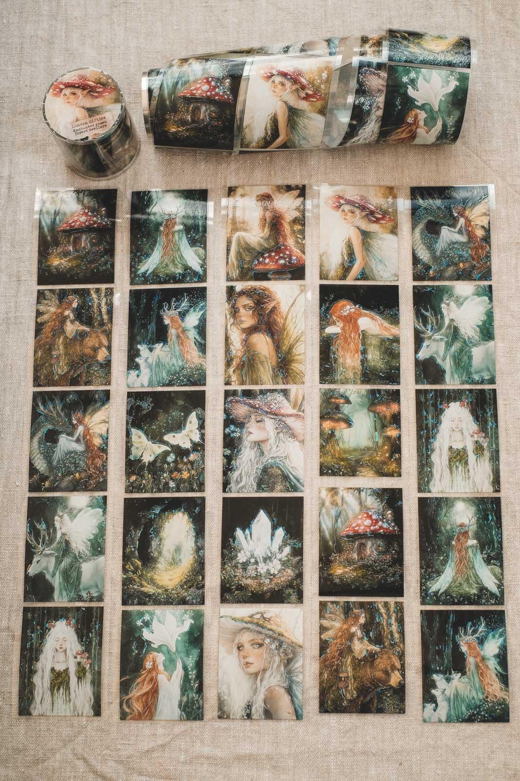 Enchanted Green Forest Dwellers 6cm Wide Holographic Kiss-Cut 3D Gloss PET Tape — image 2