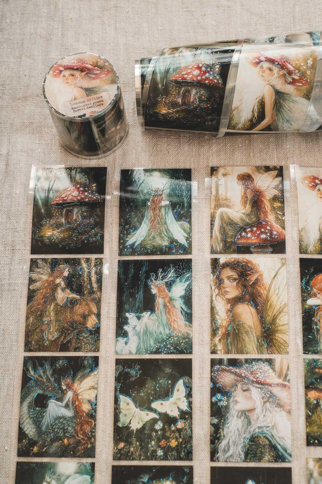 Enchanted Green Forest Dwellers 6cm Wide Holographic Kiss-Cut 3D Gloss PET Tape — image 3
