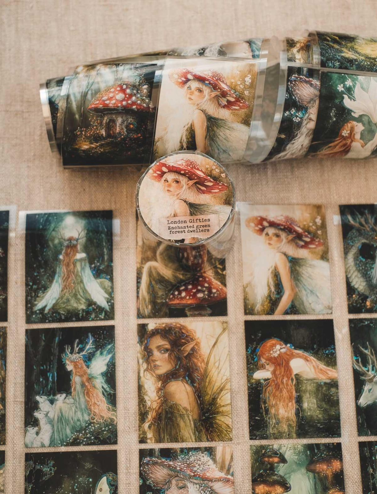 Enchanted Green Forest Dwellers 6cm Wide Holographic Kiss-Cut 3D Gloss PET Tape — image 14