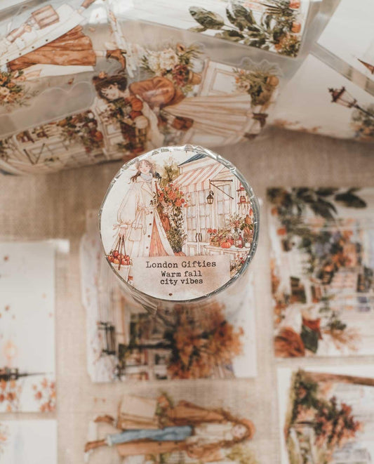 Warm Fall City Vibes 8cm Wide Kiss Cut Ink PET Tape — image 1