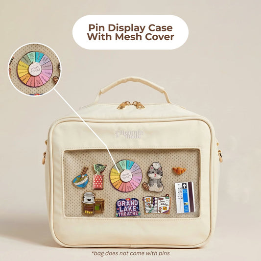 Menmin Made Multi Bag in Cream with pin display case and mesh cover