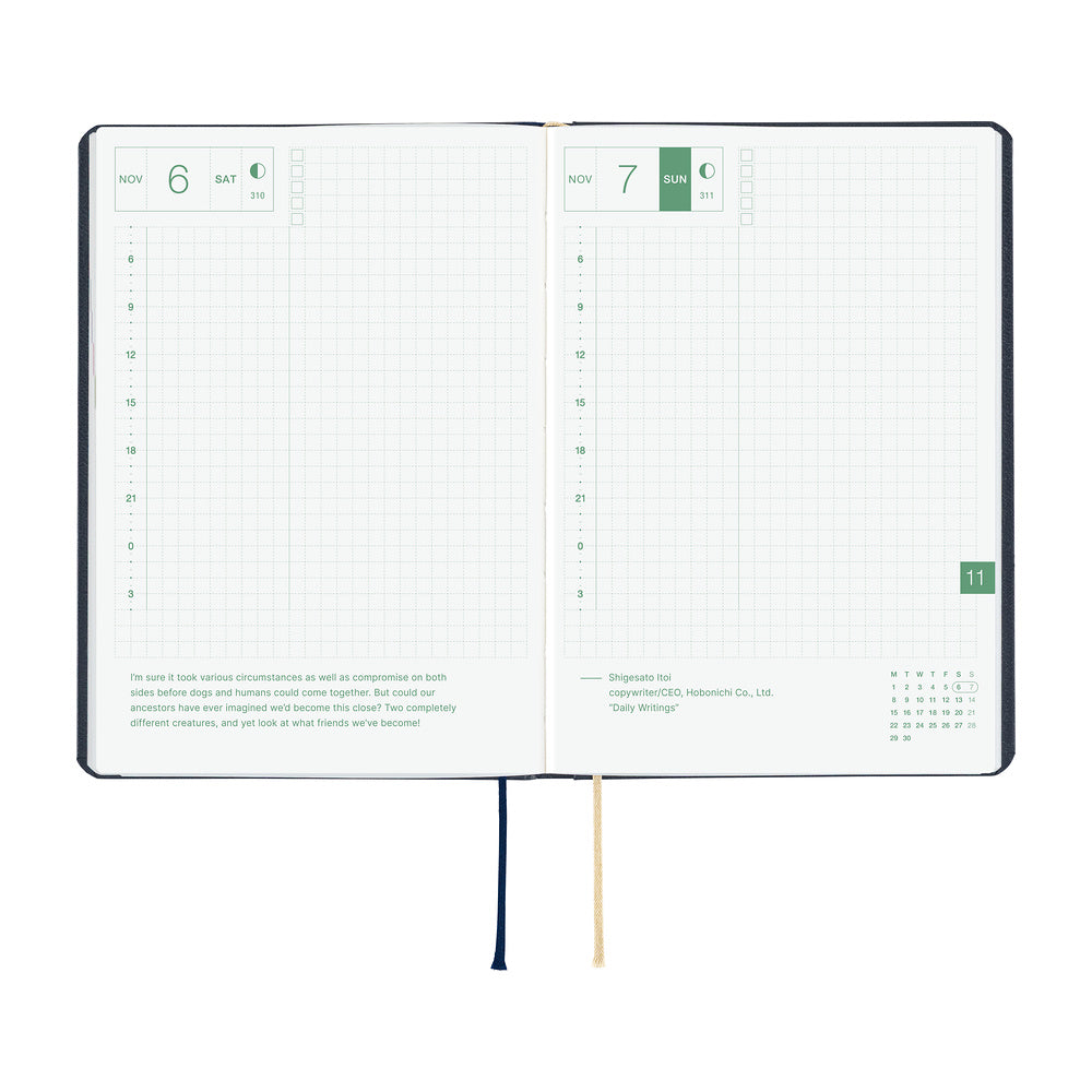 Hobonichi HON A6 planner page details