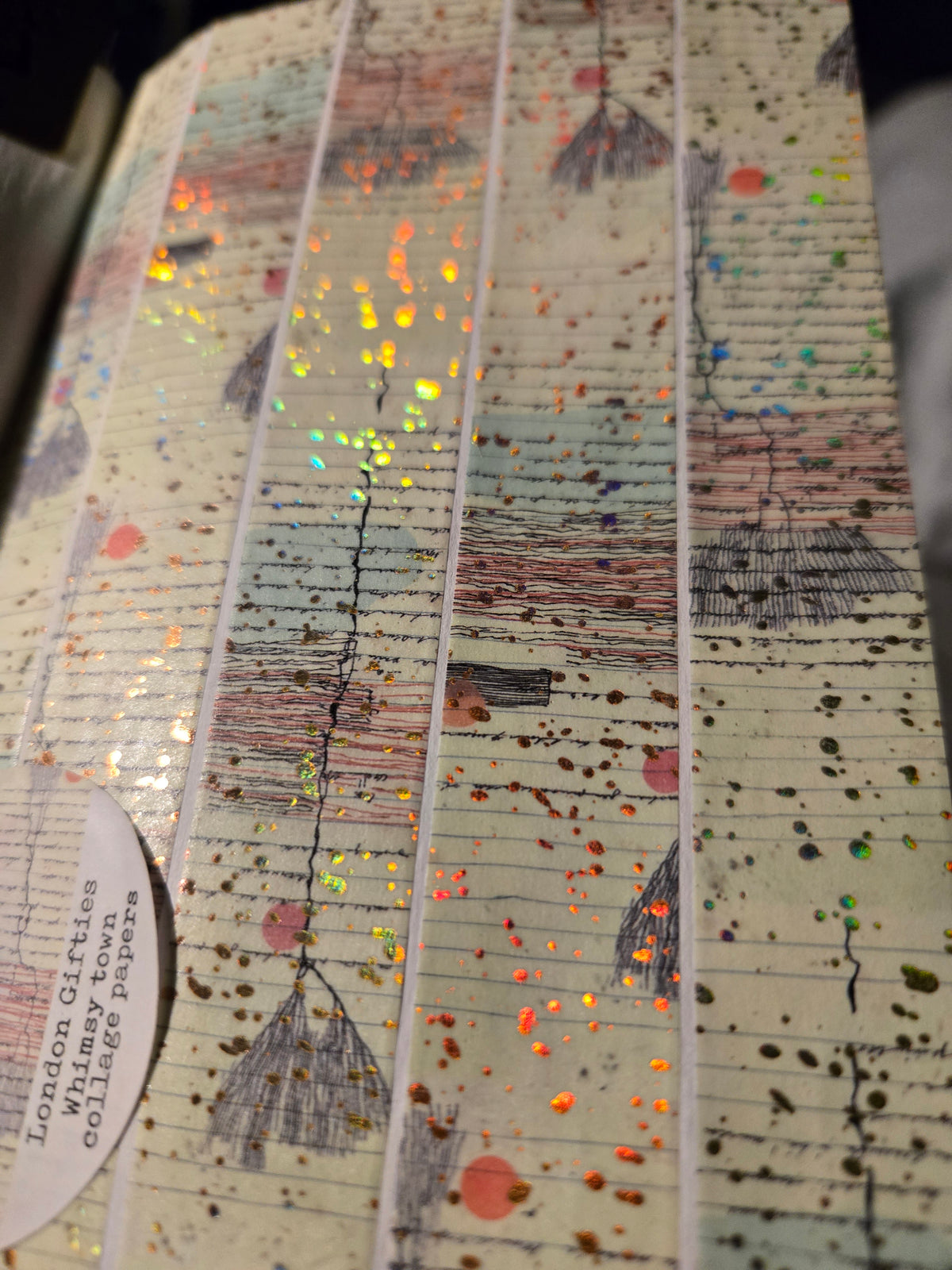 London Gifties Whimsy Town Collage Papers 2cm Washi Tape with Holographic Foil