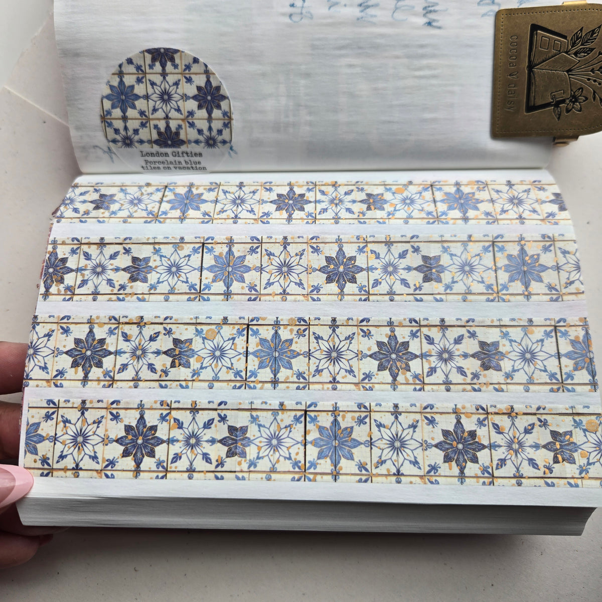 London Gifties Porcelain Blue Tiles on Vacation 2cm Washi Tape with Holographic Foil
