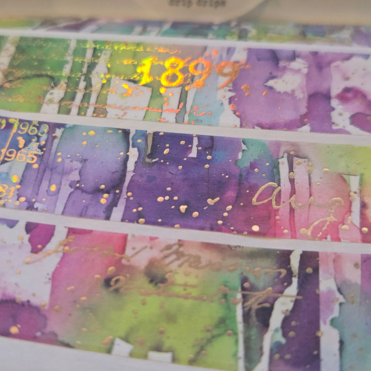 London Gifties Watercolour Drip Drips 2cm Washi Tape with Holographic Foil