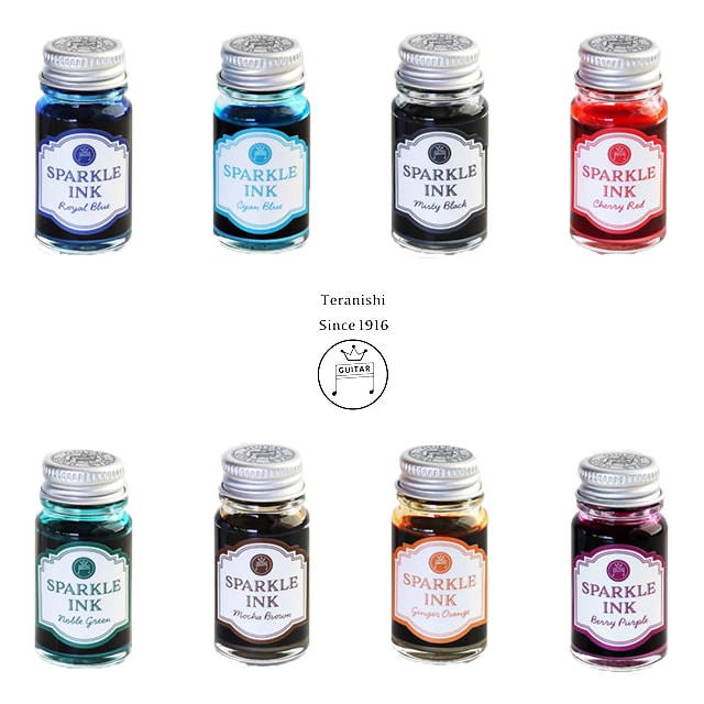 Teranishi Guitar Sparkle Ink collection of eight Japanese shimmer inks