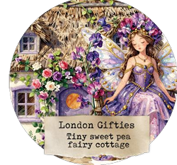 Tiny Sweet Pea Fairy Cottage 6cm wide glossy kiss cut PET tape w HOLO Foil